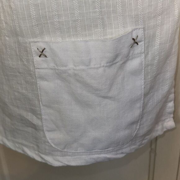 Vintage Russ Behrens white linen short sleeve short sleeve blouse - Picture 4 of 10